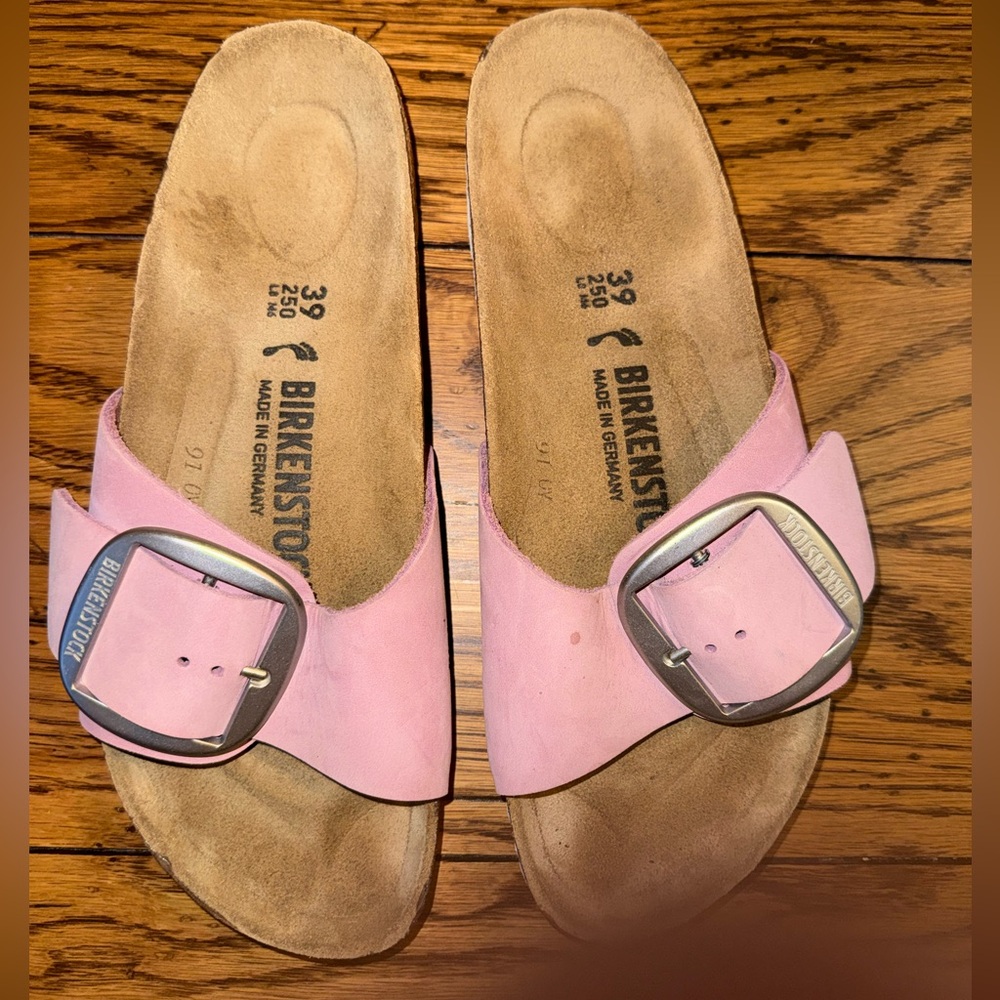 Birkenstock Womens Size 39 Madrid Big Buckle Lilac Nubuck Slides